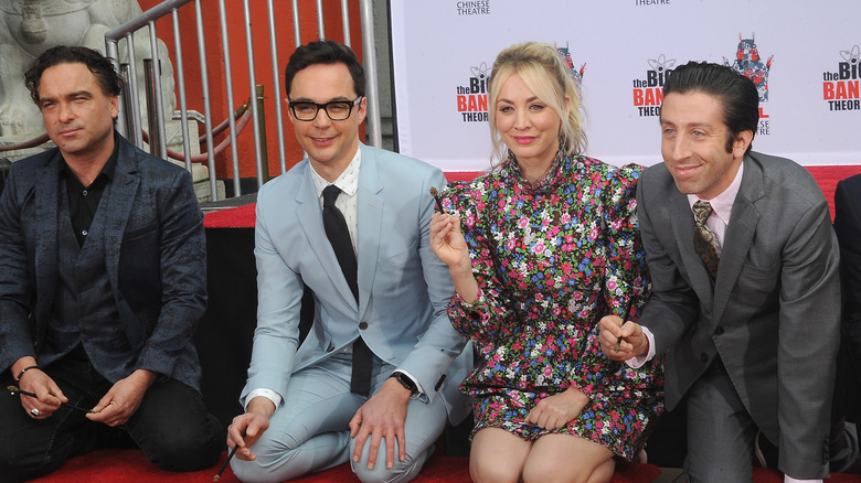 Big Bang Theory cast getting their handprints cemented at TCL Chinese Theatre in 2019