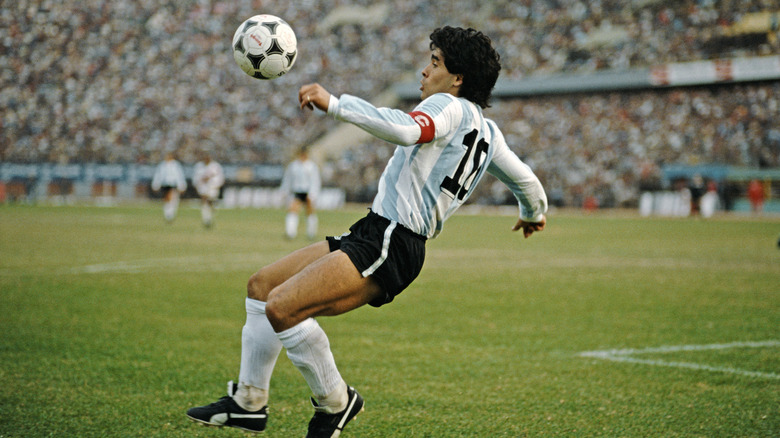 Diego Maradona with soccer ball