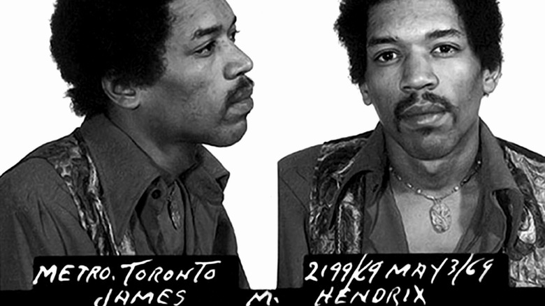 Mugshots of Jimi Hendrix after getting arrested for drug possession in Canada