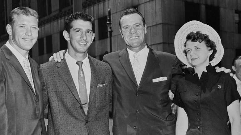 Mickey Mantle, Billy Martin, Hank Bauer, standing together