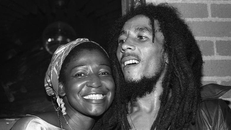 Bob Marley and Rita Marley smiling