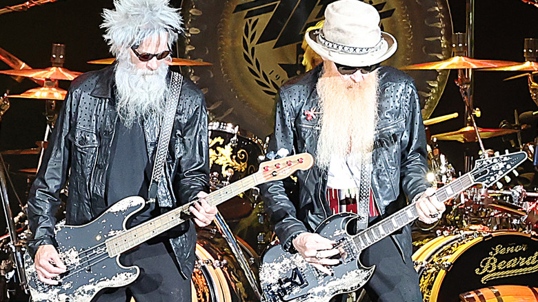 ZZ Top jam in front of their drumset