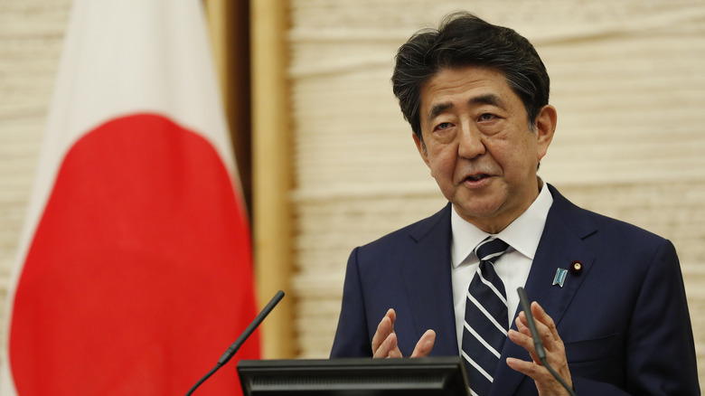 Shinzo Abe at press conference