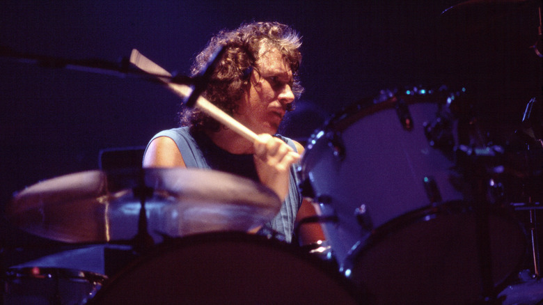 Drummer Dennis Elliot of Foreigner performing in the 1980s