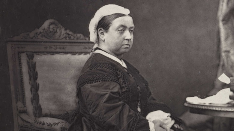 A cabinet card sized woodburytype of Queen Victoria (1819-1901), taken in about 1870 by the French photographer Disderi (1819-1889).