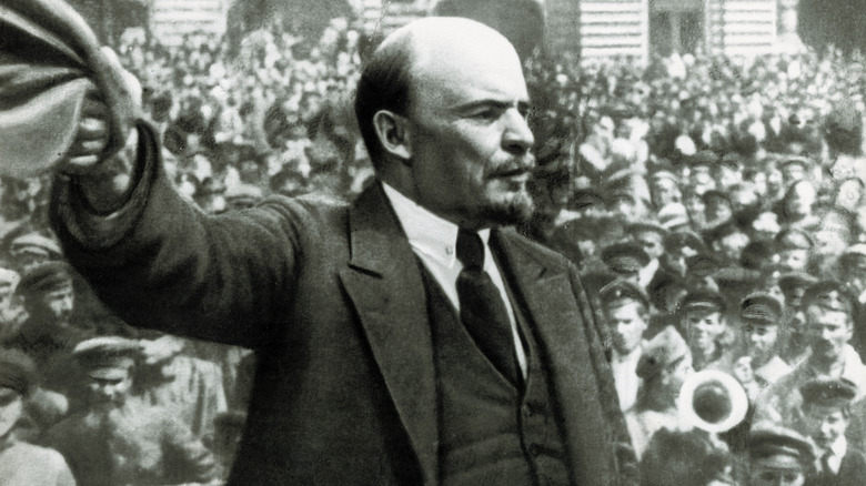 Vladimir Lenin giving a speech