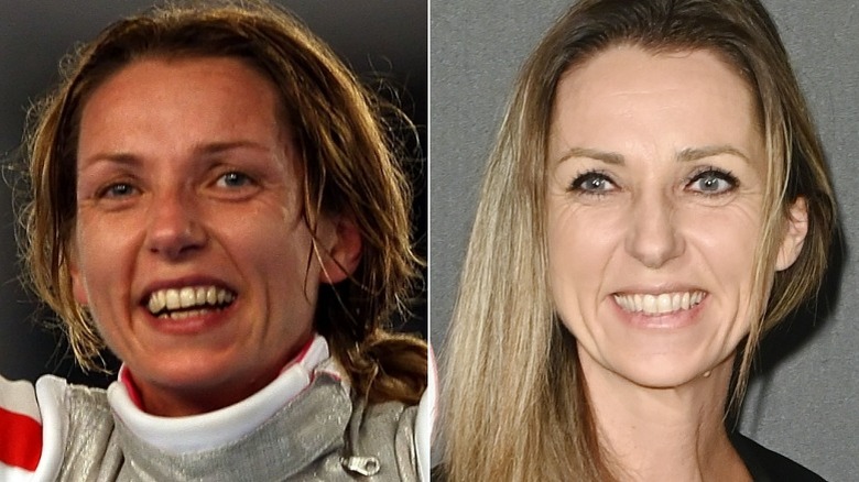 Valentina Vezzali at the 2004 Olympic and at a 2021 event