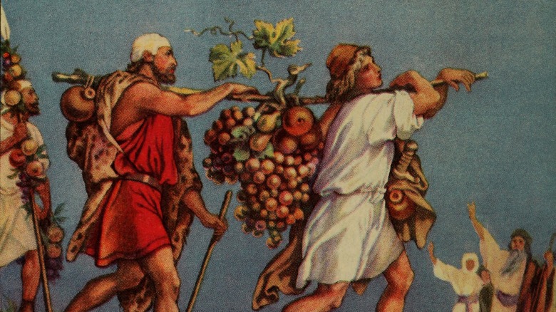 Joshua and Caleb bring grapes from the Holy Land