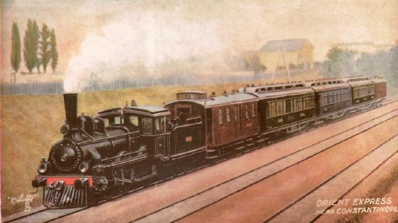Orient Express train near Constantinople postcard