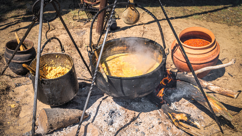 Soup in iron pot