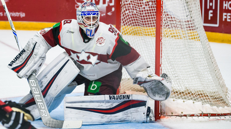 Matiss Kivlenieks at the goal