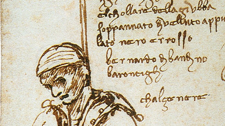 Da Vinci drawing of hanged Pazzi conspirator