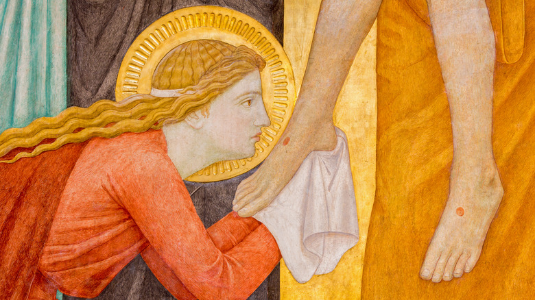 Mary Magdalene kissing Jesus' feet