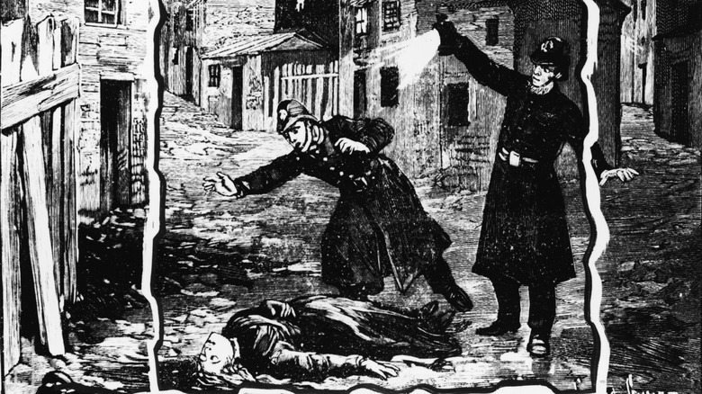 Police with victim of Jack the Ripper 