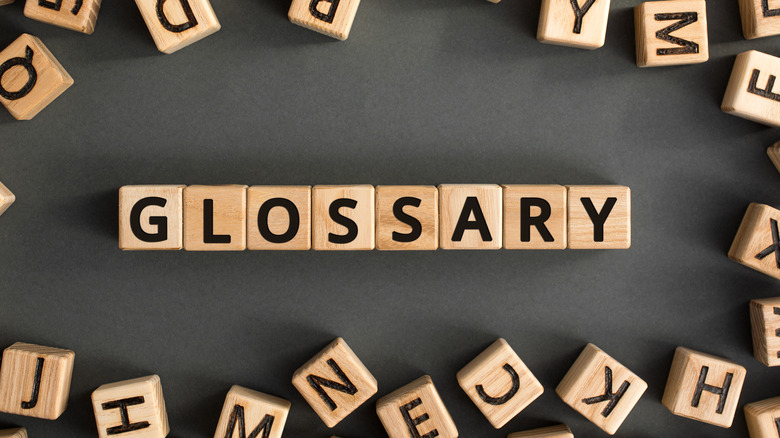 Blocks spelling "glossary"