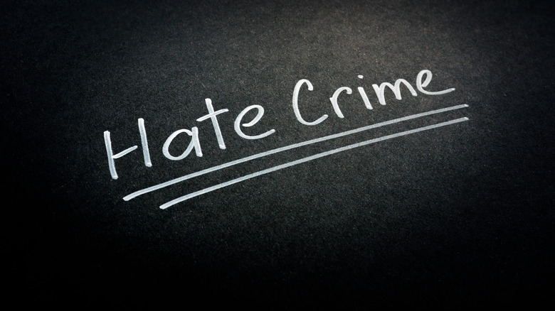 hate crime written in chalk