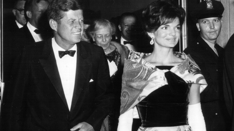 John F. and Jackie Kennedy dressed for a party