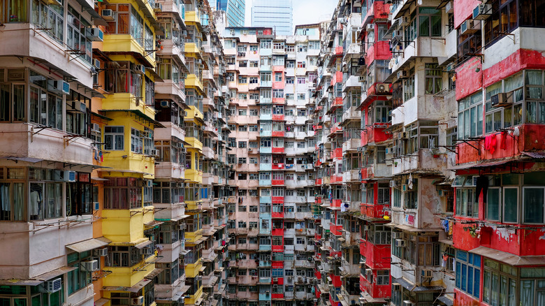 Crowded residential towers in Hong Kong