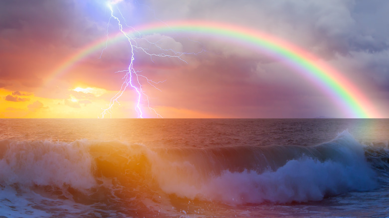 rainbow thunderstorm beach