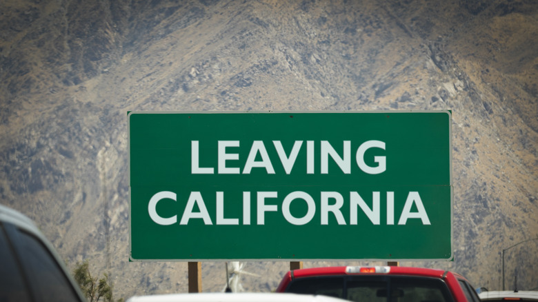 Leaving California sign