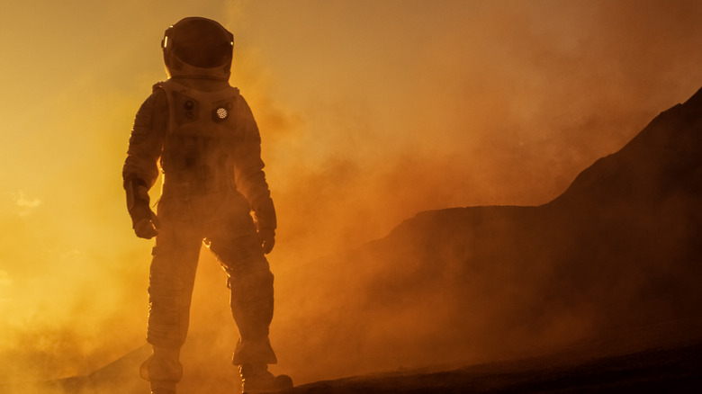 Rendering of an astronaut on Mars