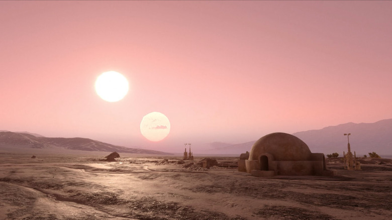 Sunset on the planet Tattooine from Star Wars