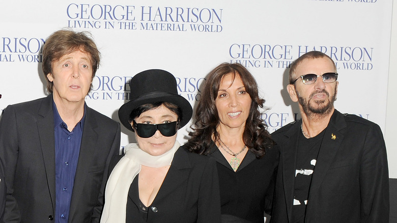 McCartney, Ono, Olivia Harrison, and Starr posing for photo