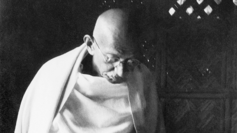 Gandhi in a close-up shot
