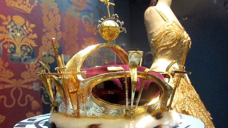 coronet of Charles rests under glass