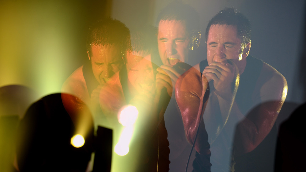 A multiple exposure of Trent Reznor at Lollapalooza in 2013