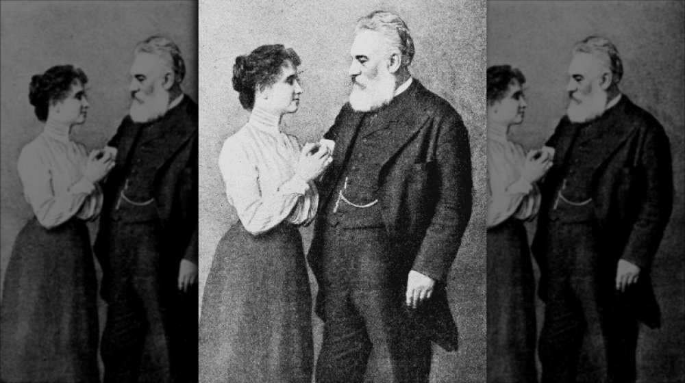 A photograph of Helen Keller and Alexander Graham Bell.