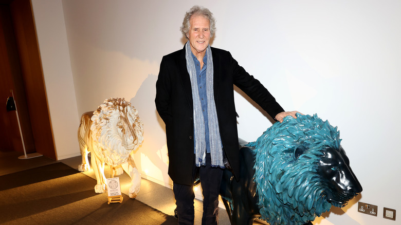 John Illsley with sculptures 