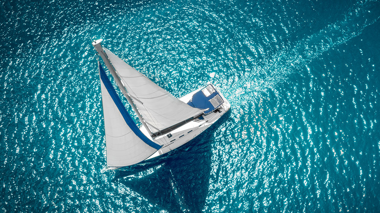 Yacht sailing blue water