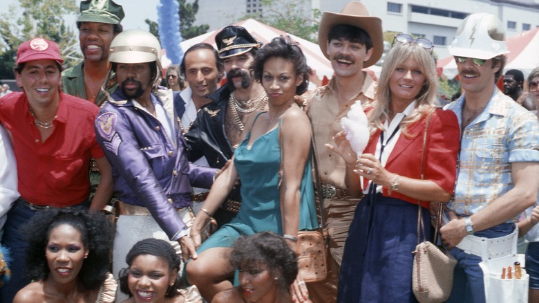 Valerie Perrine and cast in "Can't Stop the Music"