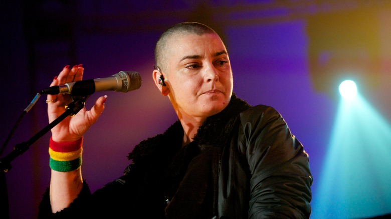 Sinead O'Connor with microphone