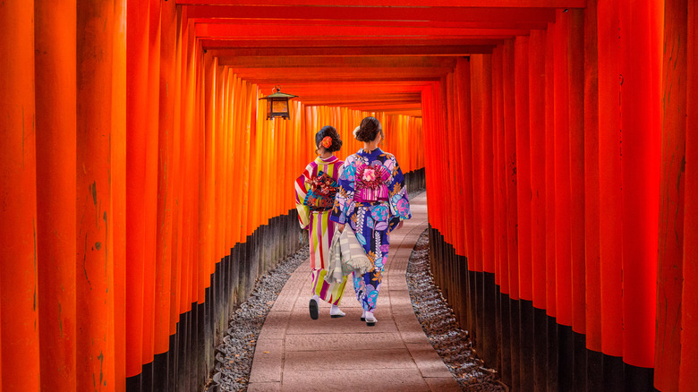 Red tori gates to a shrine