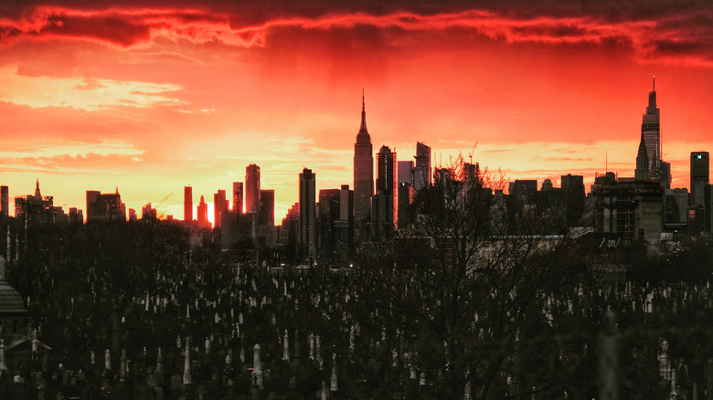 Calvary Cemetery red sky