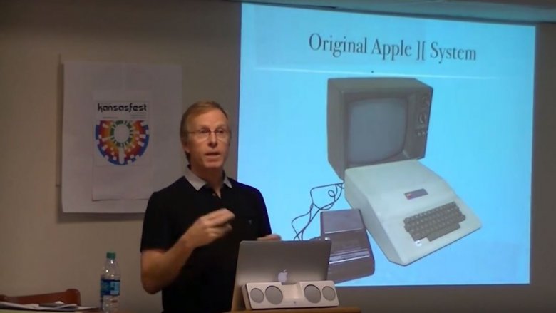 Randy Wigginton standing presentation Apple II