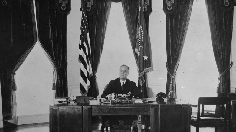 President Roosevelt at his desk