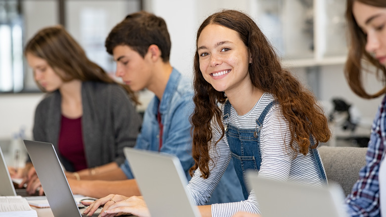 Students using laptops