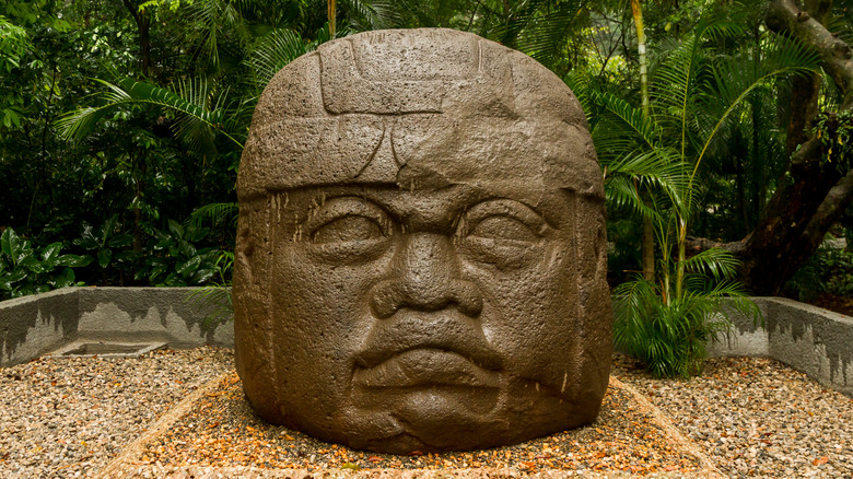 Olmec head statue