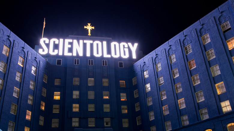 scientology building night