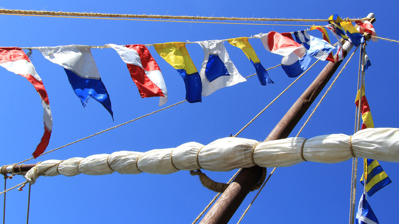 Flags mounted on the mast