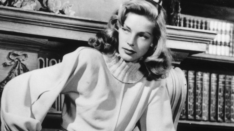 Lauren Bacall posing and looking away