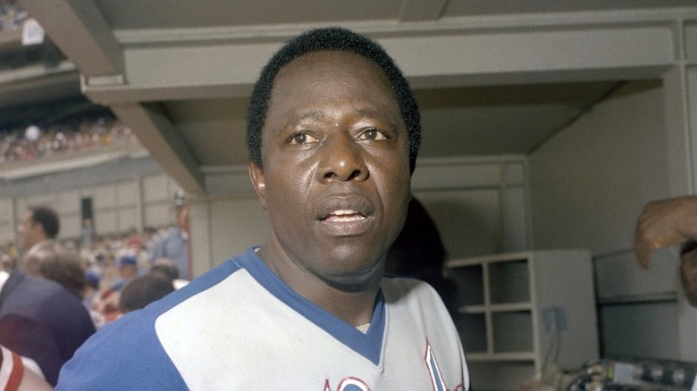 Hank Aaron looking up