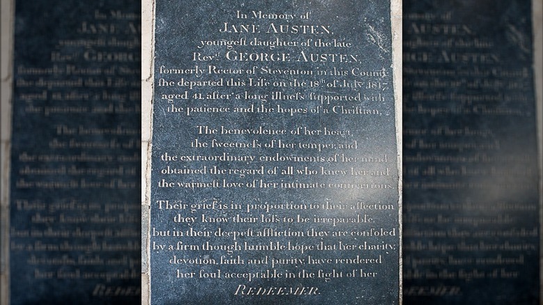 Jane Austen's memorial plaque