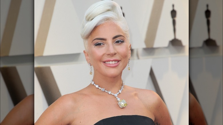 Lady Gaga wearing Tiffany Diamond