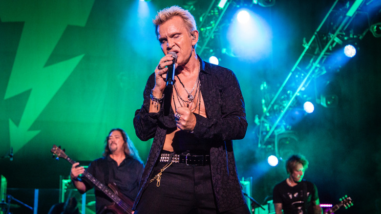 Billy Idol singing on stage, 2018