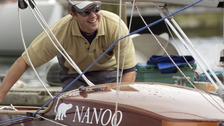 Frederik works on his boat