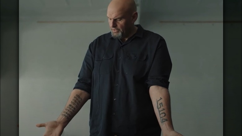 John Fetterman showing tattoos